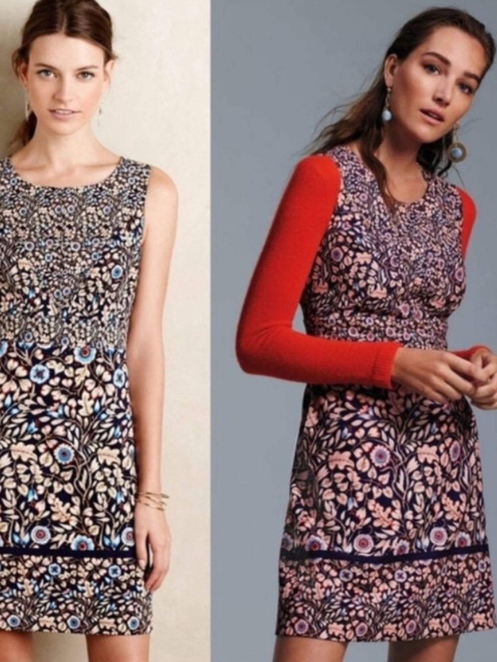 Maeve Brindlle Floral Sheath Aline Above Knee Dress Size 10 With Pockets